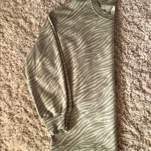 lululemon athletica Olive Green Zebra Print Crewneck Sweatshirt